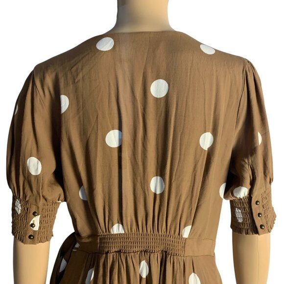Maeve Anthropologie Bernice Midi Polka Dot Wrap Dress Sz 8P 8 with Pockets - Picture 11 of 14